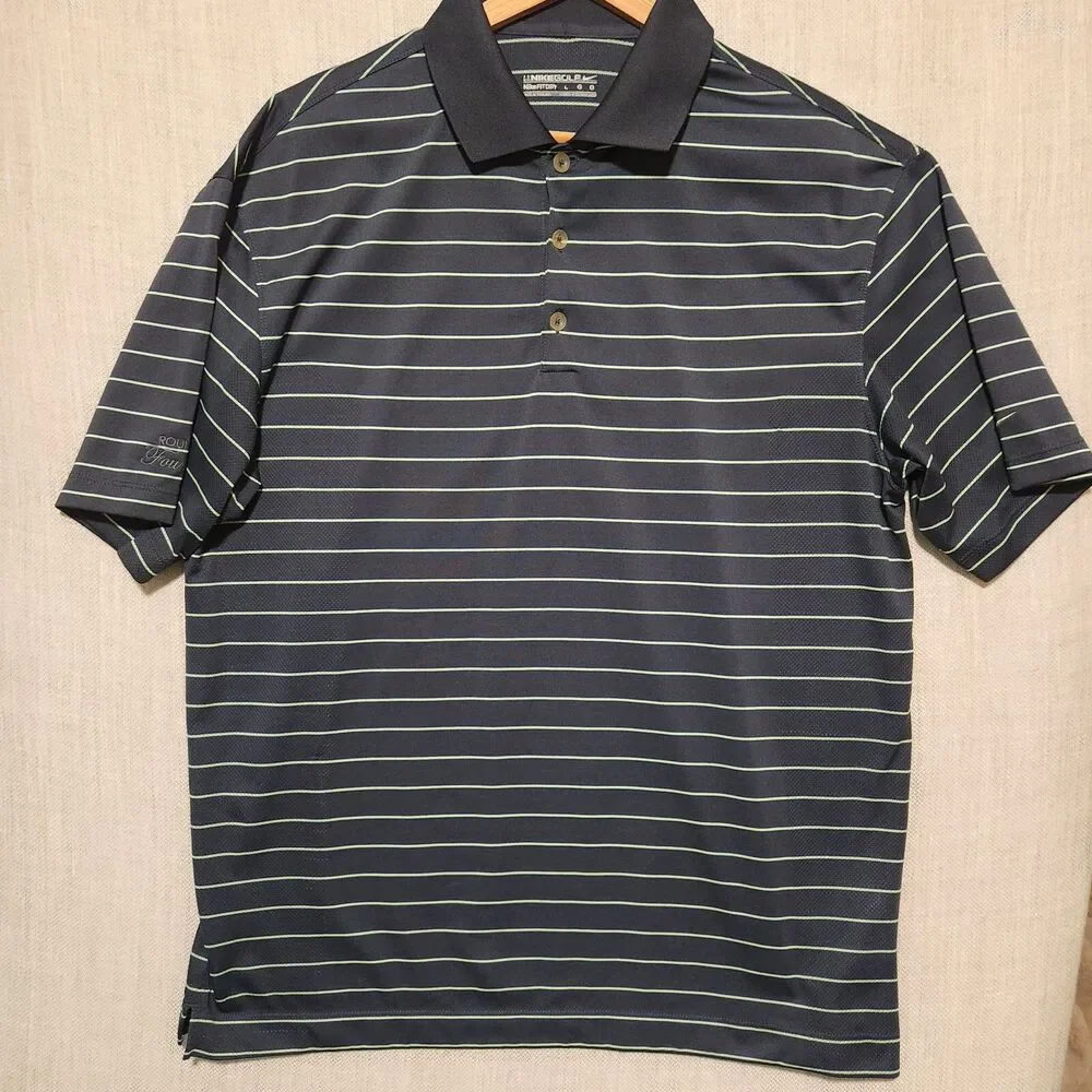 Nike Golf Tour Performance Dri Fit Striped Polo Shirt Mens Large Blue Striped